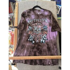 NWOT Metallica Graphic Design T-Shirt Tye Dye Size XL Purple Short Sleeve